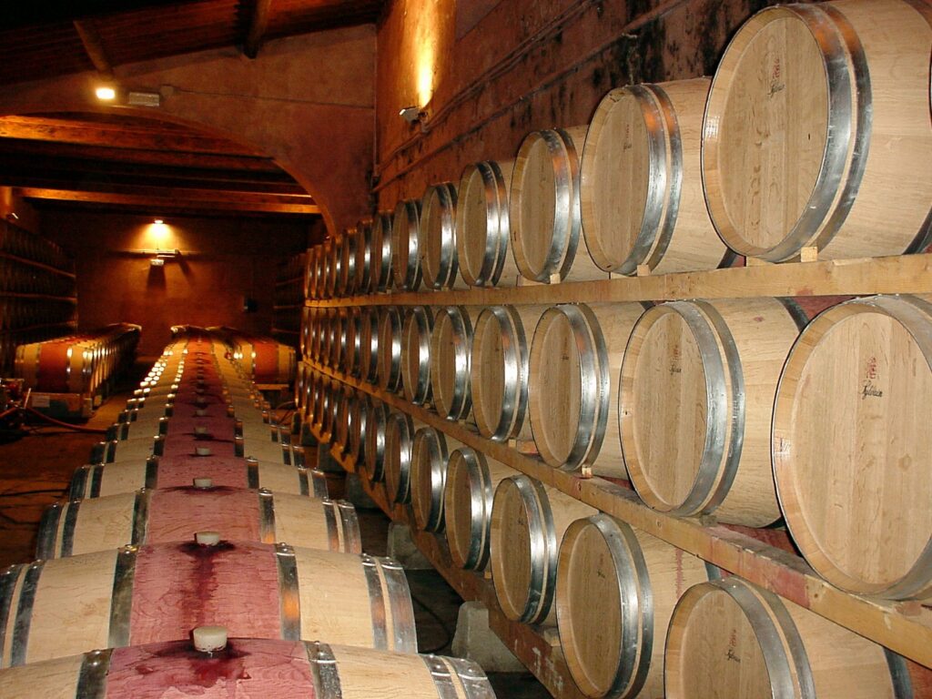 wine casks in a winery