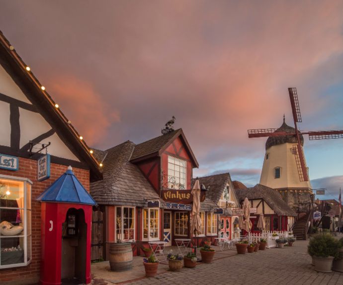 downtown shops in Solvang, CA