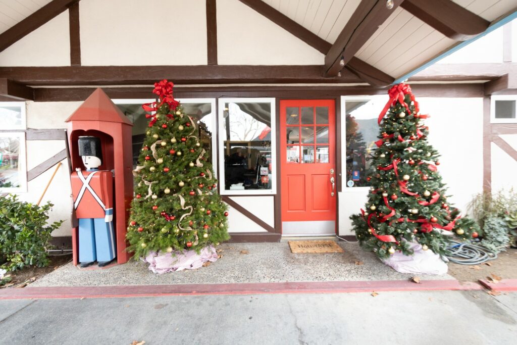 christmas trees in solvang california during julefest