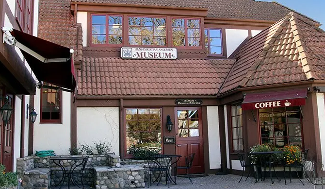 Exterior view of the Hans Christian Andersen Museum in Solvang, CA